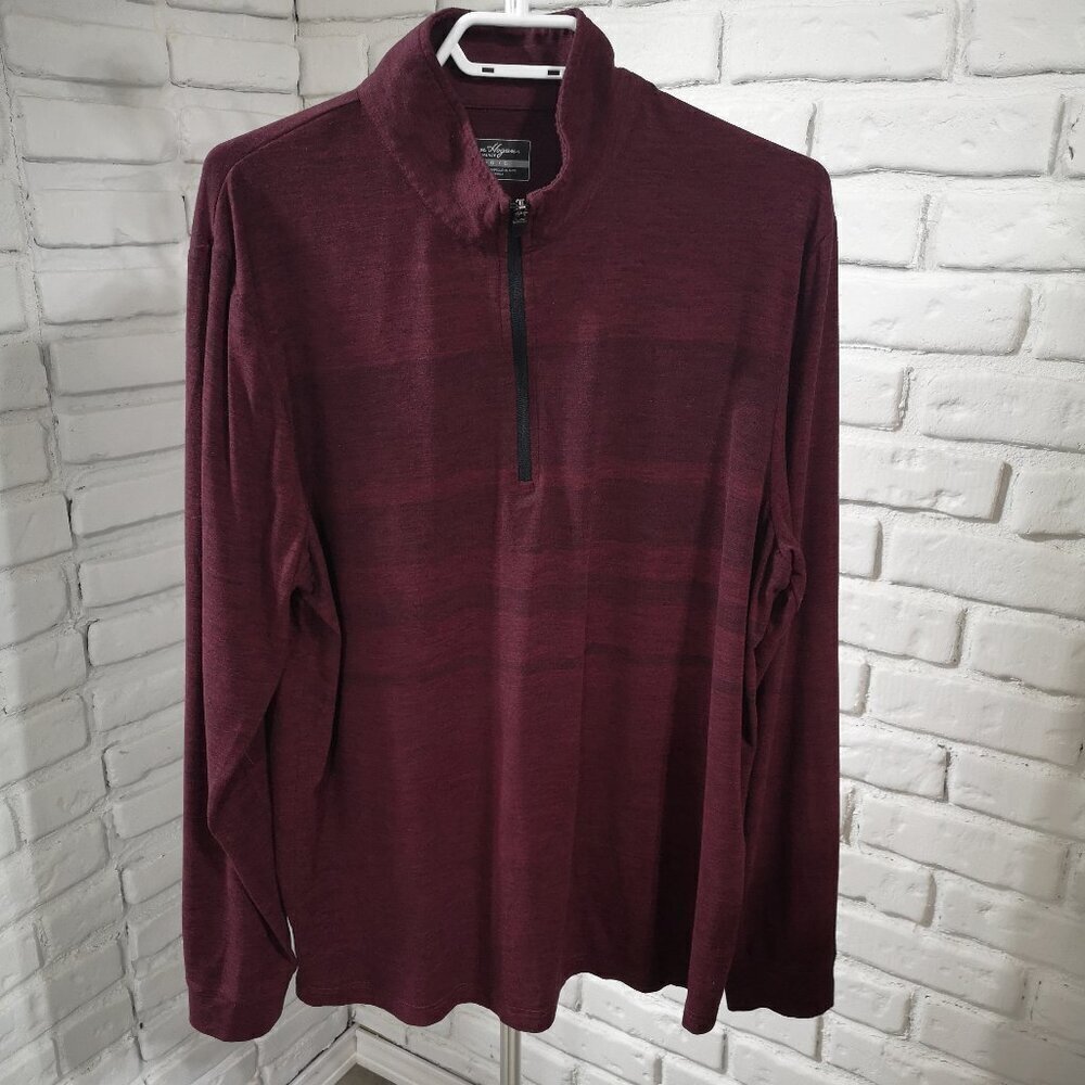 Ben Hogan Men's Burgundy Long Sleeves Size Large 1/4 Zip Polo